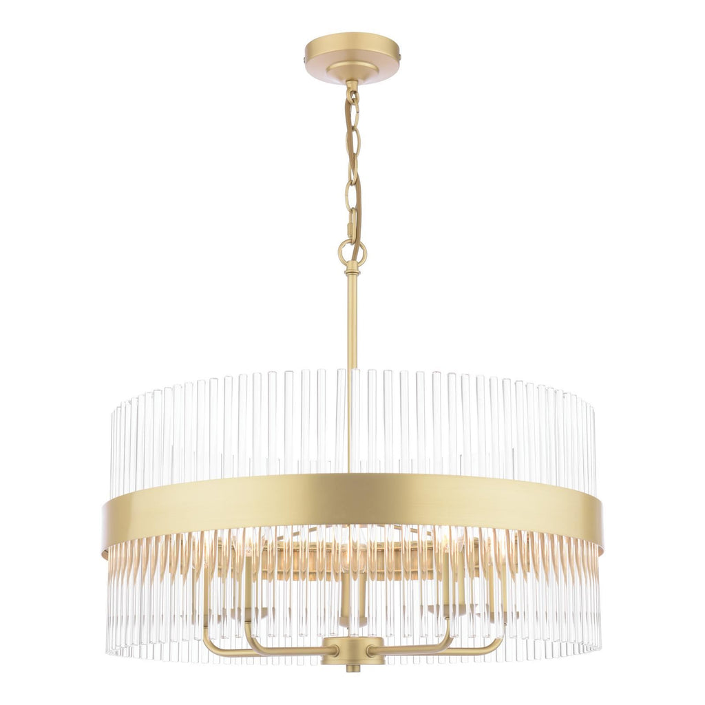 Laura Ashley Alexa 5 Light Pendant Glass and Matt Antique Brass LA3756655-Q