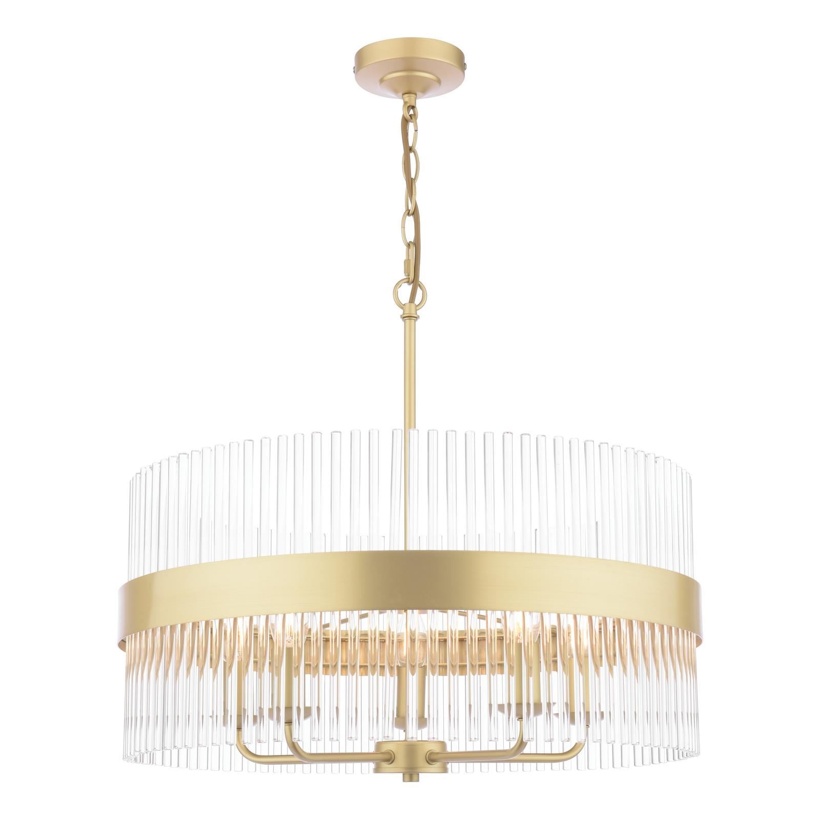 Laura Ashley Alexa 5 Light Pendant Glass and Matt Antique Brass LA3756655-Q