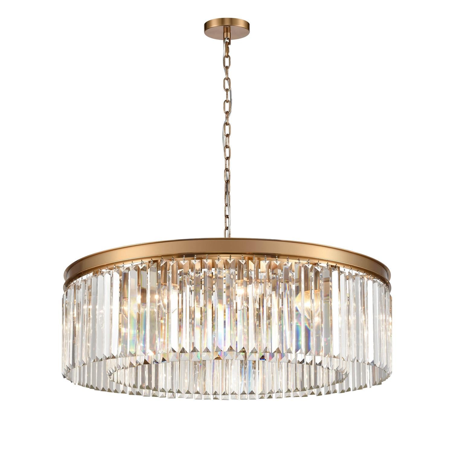 Franklite Perdita 10 Light Ceiling Pendant Light In Aged Brass Finish FL2465-10