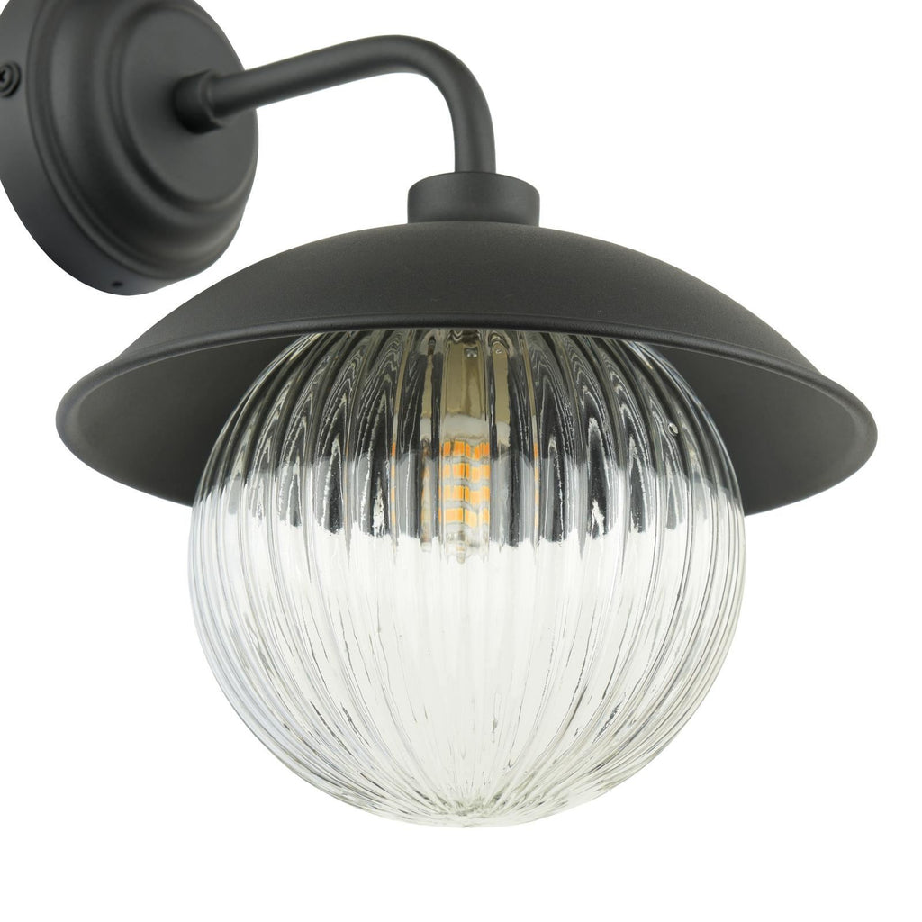 Laura Ashley Hatton Outdoor Wall Light Matt Black and Ribbed Glass IP44 LA3756722-Q