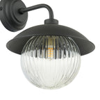 Laura Ashley Hatton Outdoor Wall Light Matt Black and Ribbed Glass IP44 LA3756722-Q