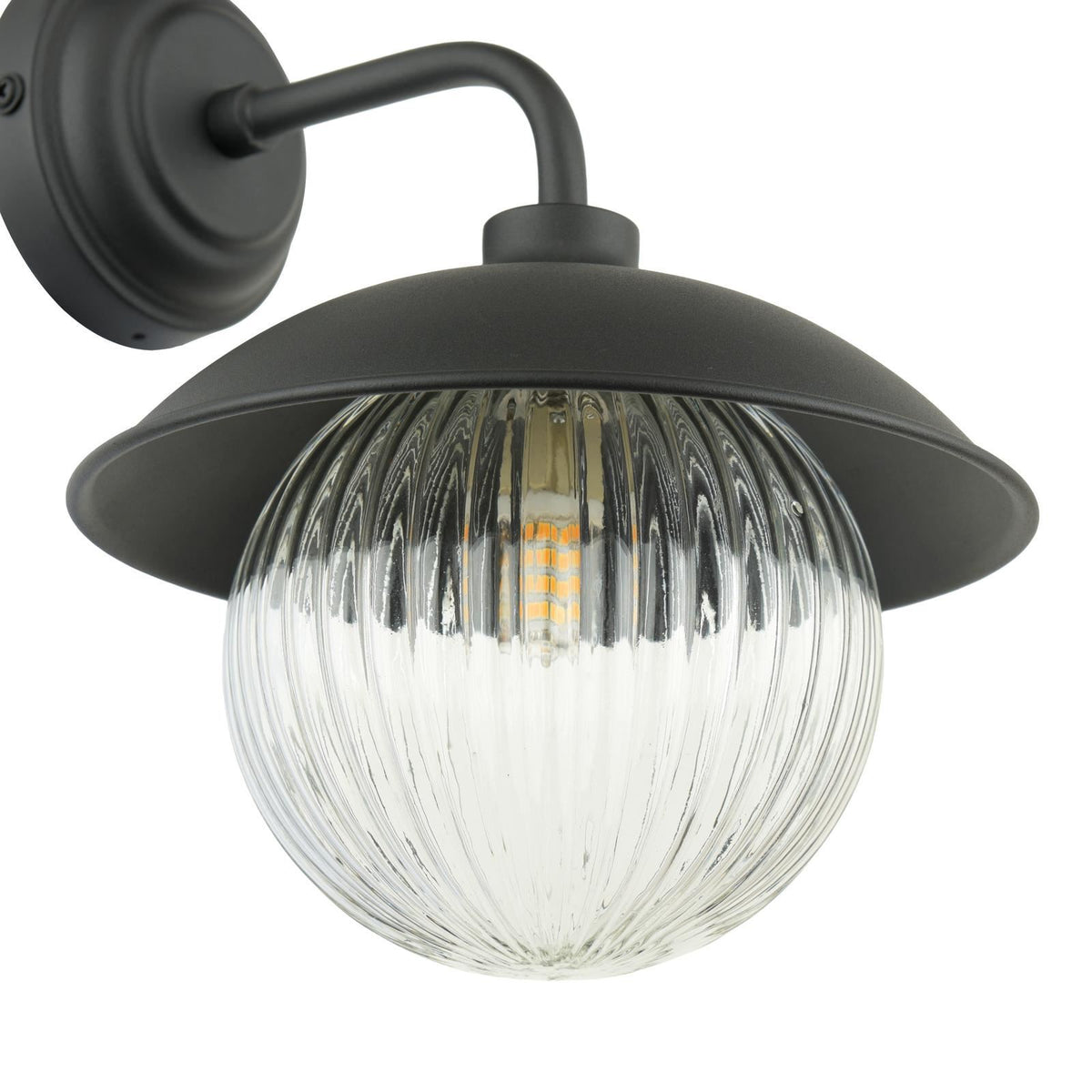 Laura Ashley Hatton Outdoor Wall Light Matt Black and Ribbed Glass IP44 LA3756722-Q