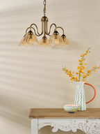 Erika 5 Light Pendant Antique Bronze and Amber Glass ERI0563