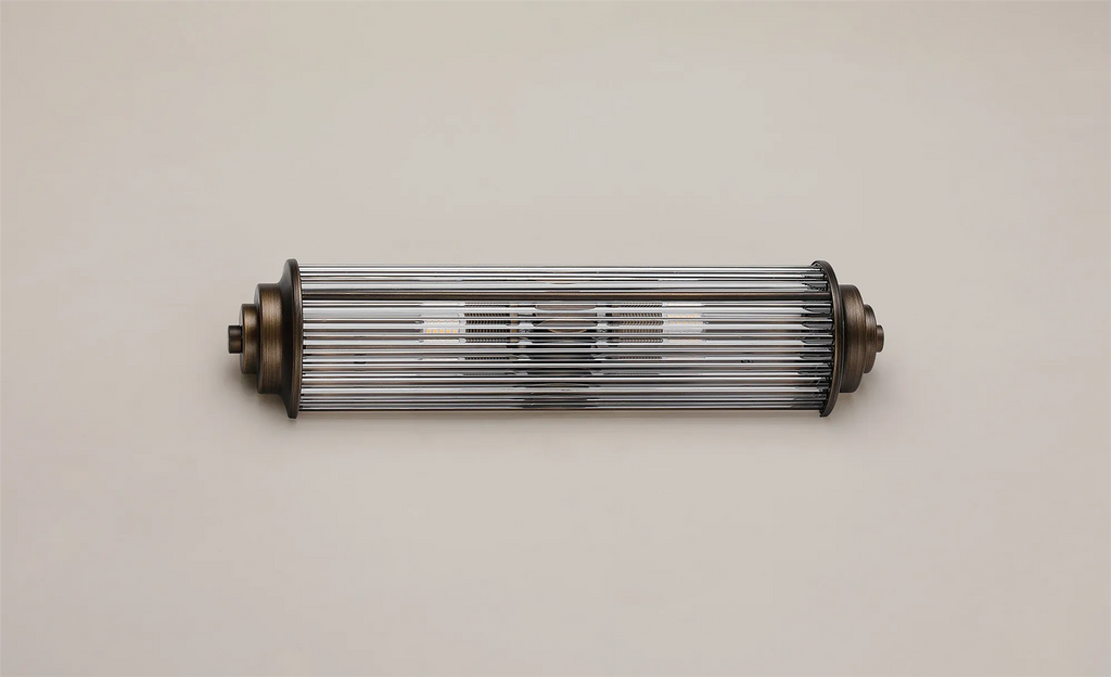 Pillar 2 Light Bathroom Wall Light In Bronze And Clear Glass Rods IP44 G9