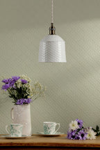 Laura Ashley Porcelain Pendant Cream and Antique Brass LA3756729-Q