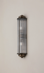 Pillar 2 Light Bathroom Wall Light In Bronze And Clear Glass Rods IP44 G9
