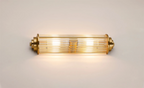Pillar 2 Light Bathroom Wall Light In Gold And Clear Glass Rods IP44 G9