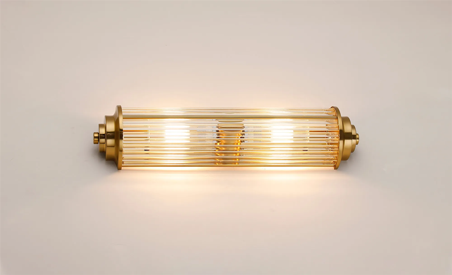 Pillar 2 Light Bathroom Wall Light In Gold And Clear Glass Rods IP44 G9