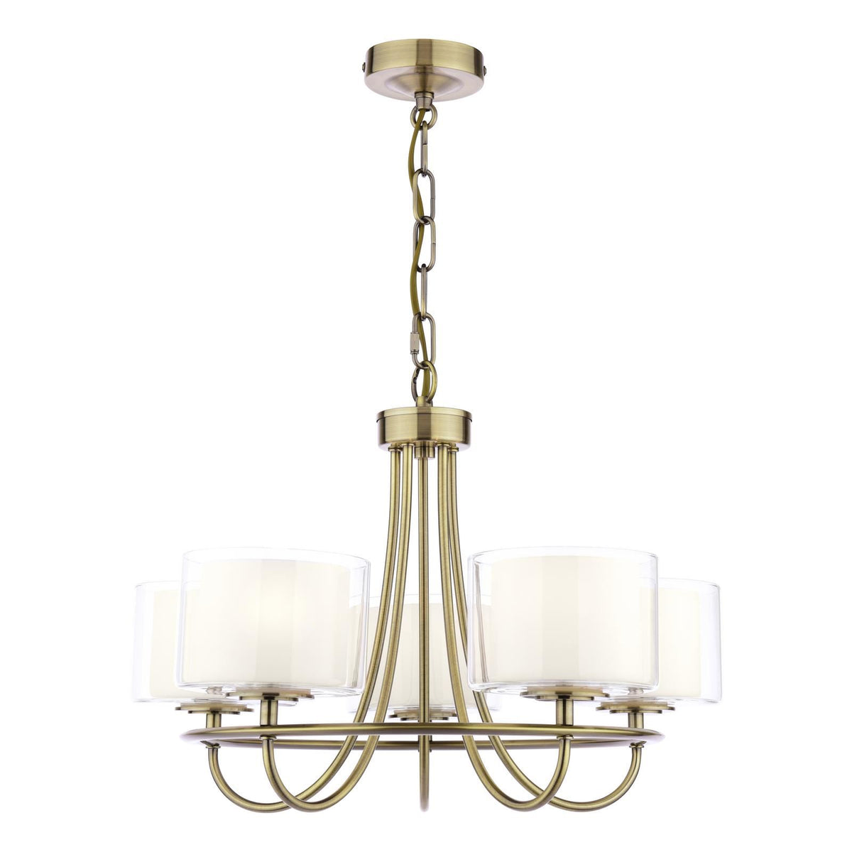 Laura Ashley Southwell 5 Light Armed Pendant Antique Brass and Opal Glass LA3756672-Q