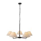 Lille 5 Light  Ceiling Pendant Light In Matt Black With Natural Linen Shades 117832