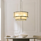 Ridgeton 5 Light Tiered Ceiligng Pendnat In Antique Brass With Frosted Glass 119459