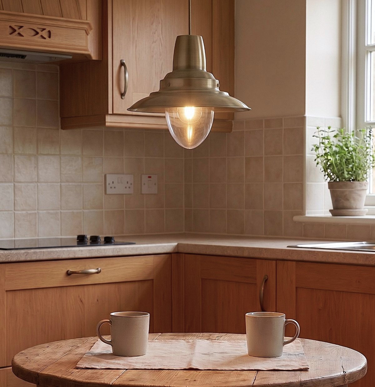 Fisherman 1 Light Ceiling Pendant in Antique Brass Finish 8645AB