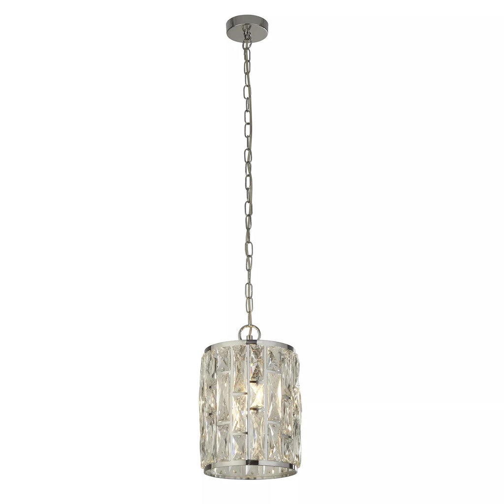 Bijou Single Ceiling Pendant Light In Chrome Finish With Crystal Glass 6581-1CC