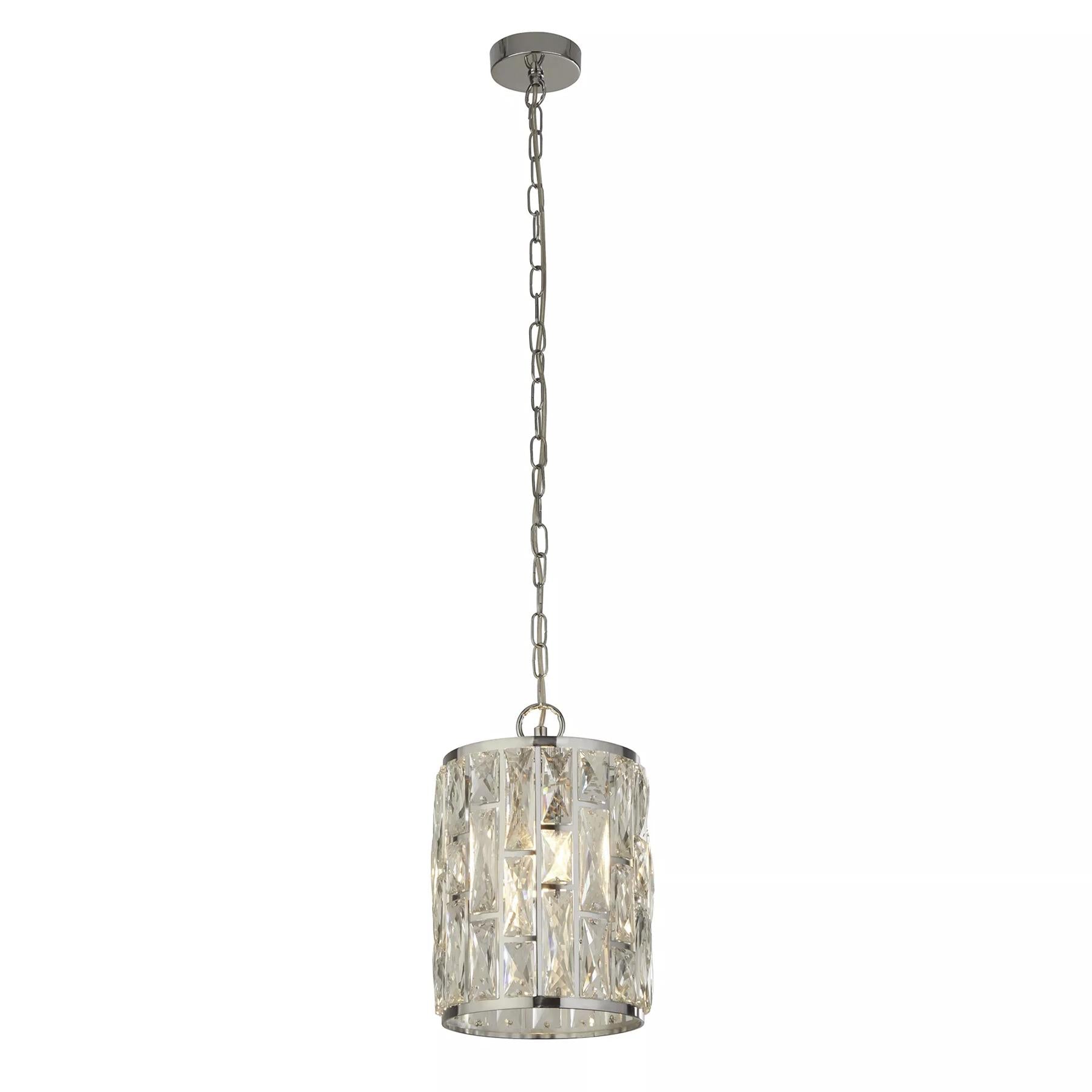 Bijou Single Ceiling Pendant Light In Chrome Finish With Crystal Glass 6581-1CC