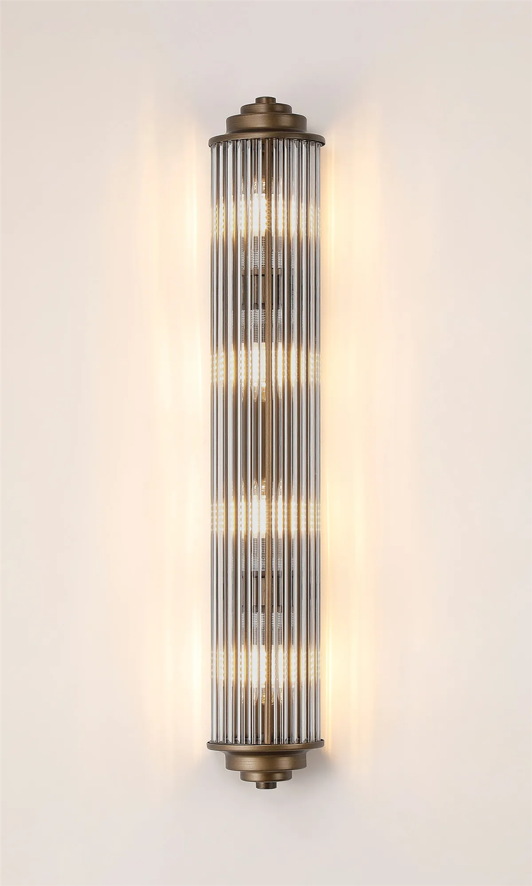 Pillar 4 Light Bathroom Wall Light In Bronze And Clear Glass Rods IP44 G9