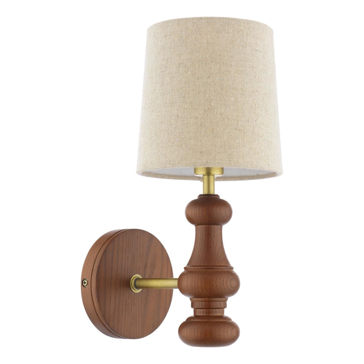 Laura Ashley Millbrook Wall Light Dark Wood and Industrial Brass With Shade LA3756745-Q