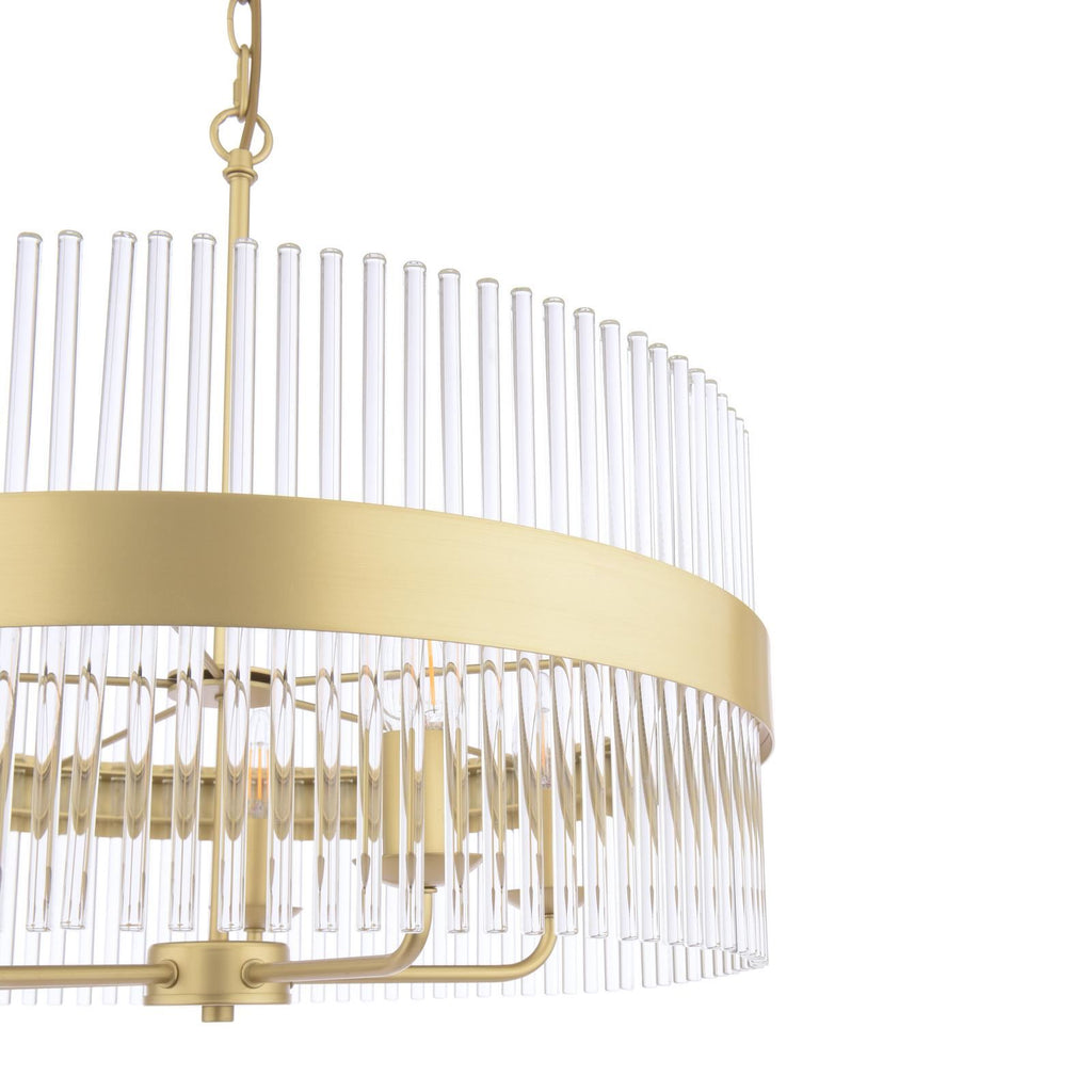 Laura Ashley Alexa 5 Light Pendant Glass and Matt Antique Brass LA3756655-Q