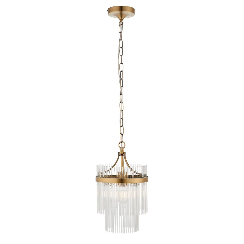 Marietta Single Ceiling Pendant Light In Antique Brass With Clear Glass 112572