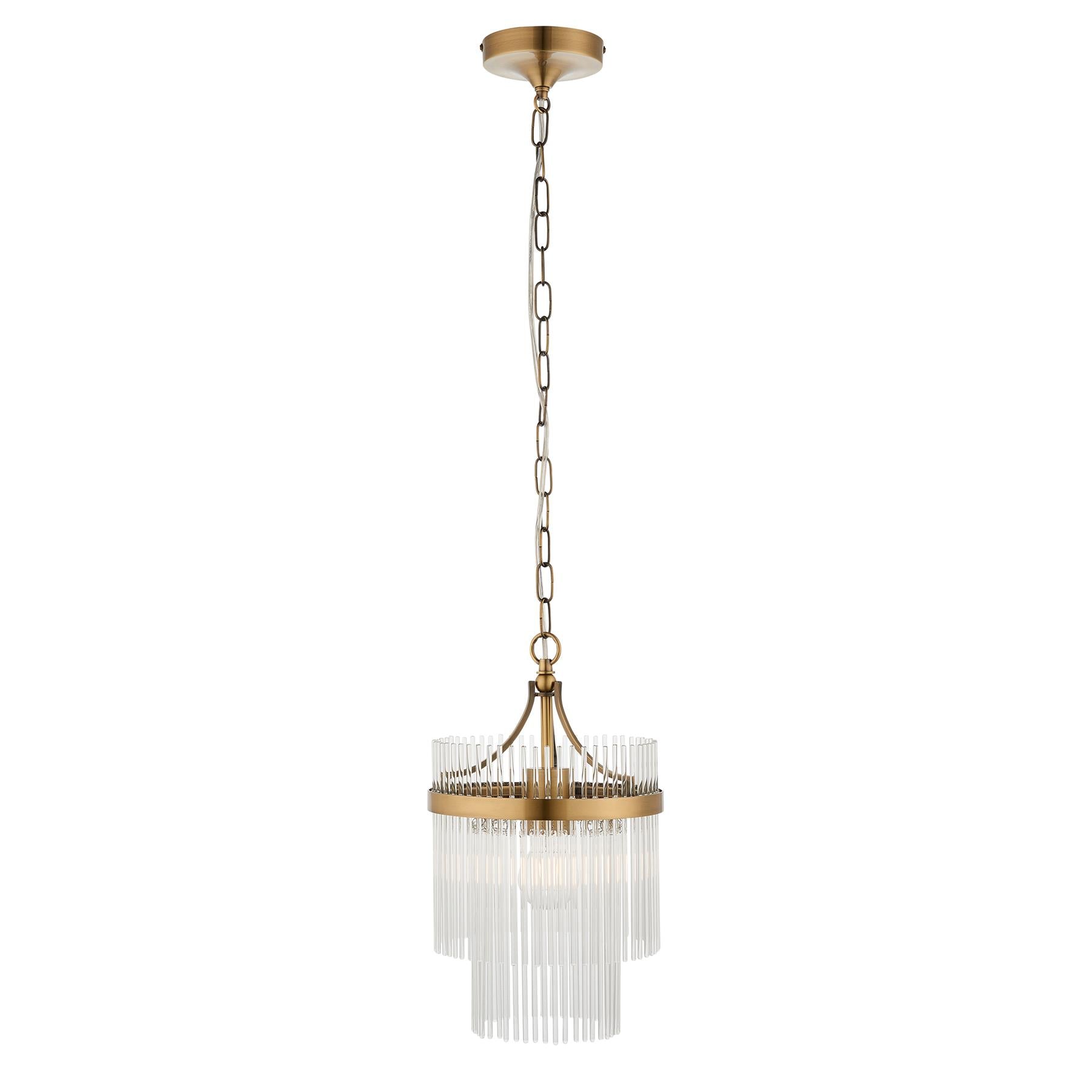 Marietta Single Ceiling Pendant Light In Antique Brass With Clear Glass 112572