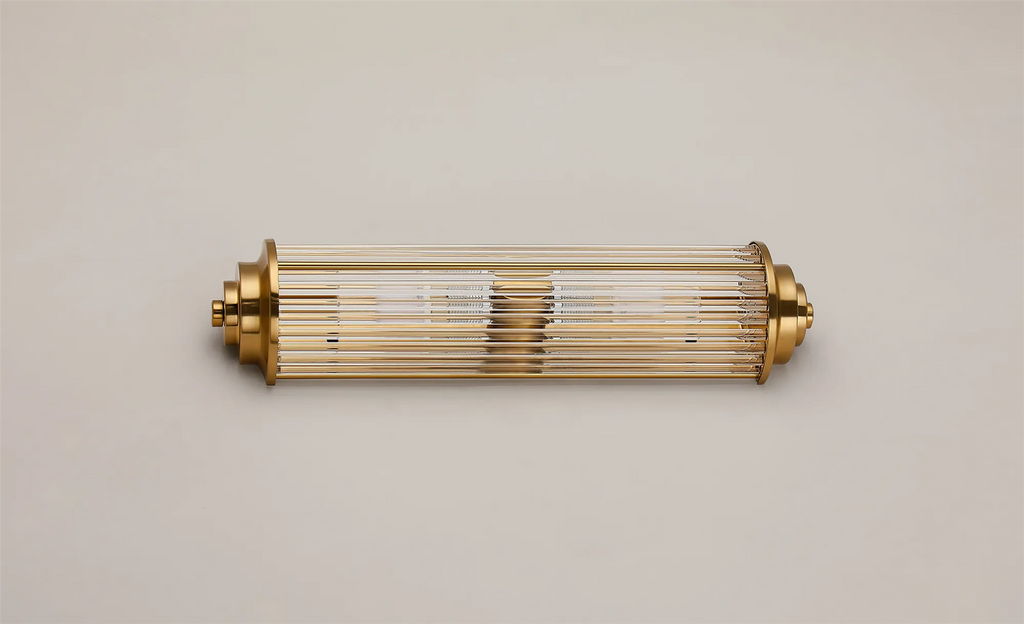 Pillar 2 Light Bathroom Wall Light In Gold And Clear Glass Rods IP44 G9