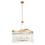 Franklite Harp 6 Light Curved Frame Ceiling Pendant In Aged Brass With Glass Rods FL2512-6