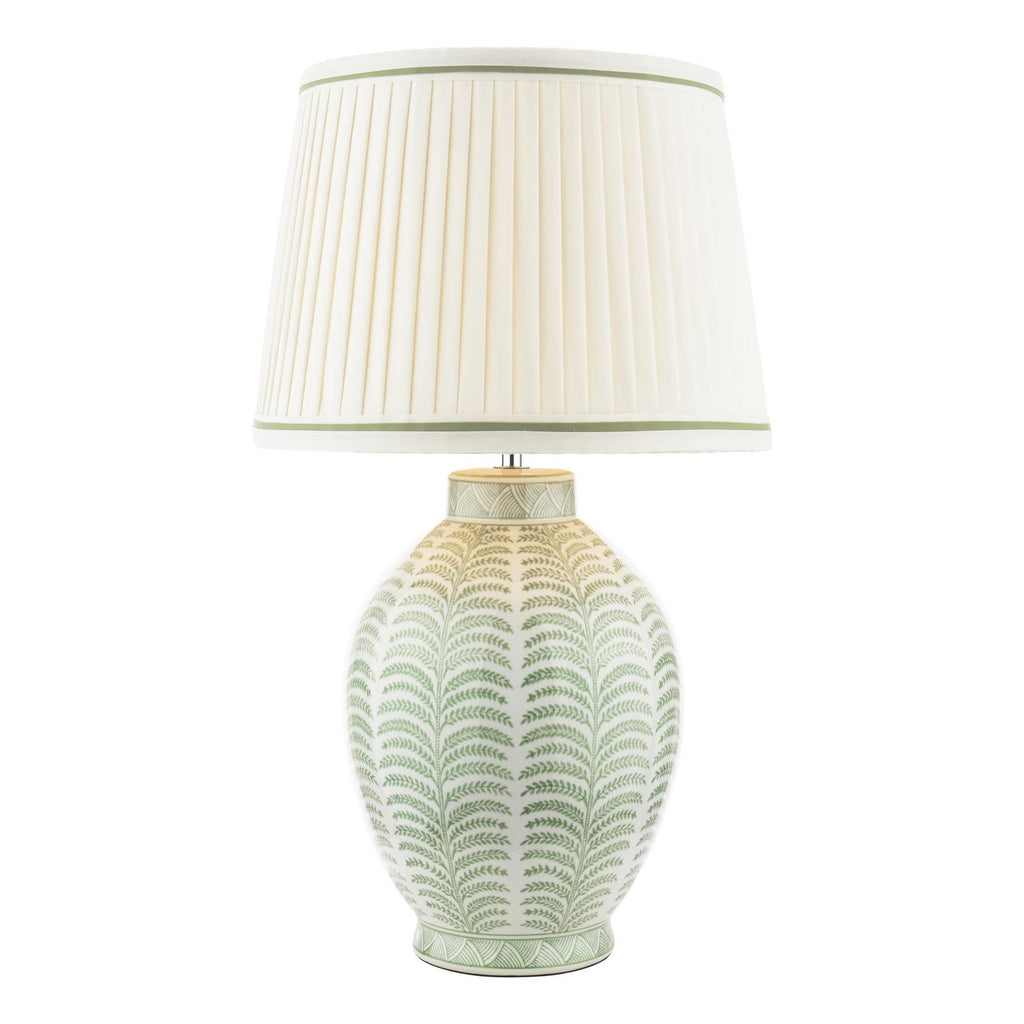 Laura Ashley Stannard Table Lamp Green Ceramic and Polished Chrome With Shade LA3756701-Q