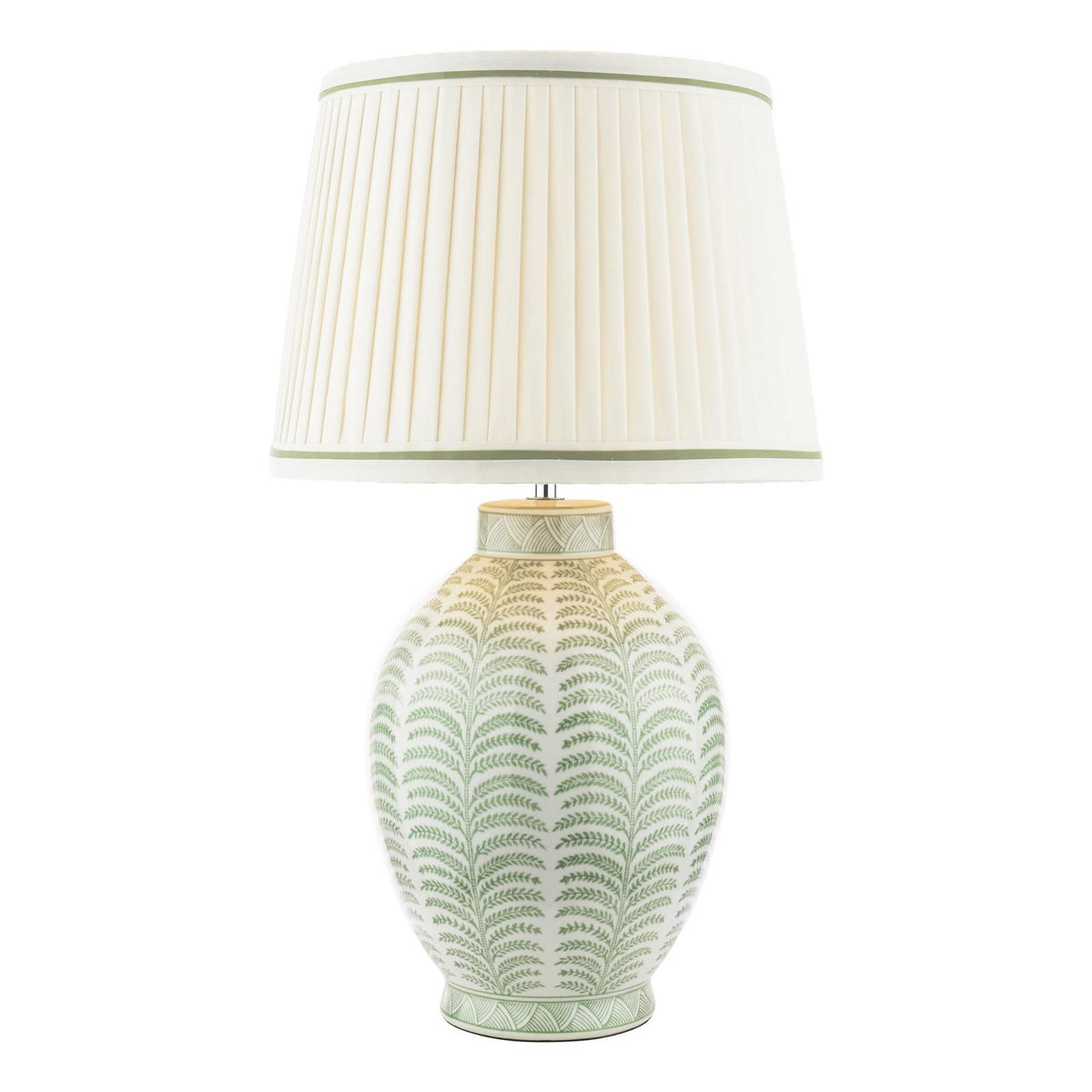 Laura Ashley Stannard Table Lamp Green Ceramic and Polished Chrome With Shade LA3756701-Q