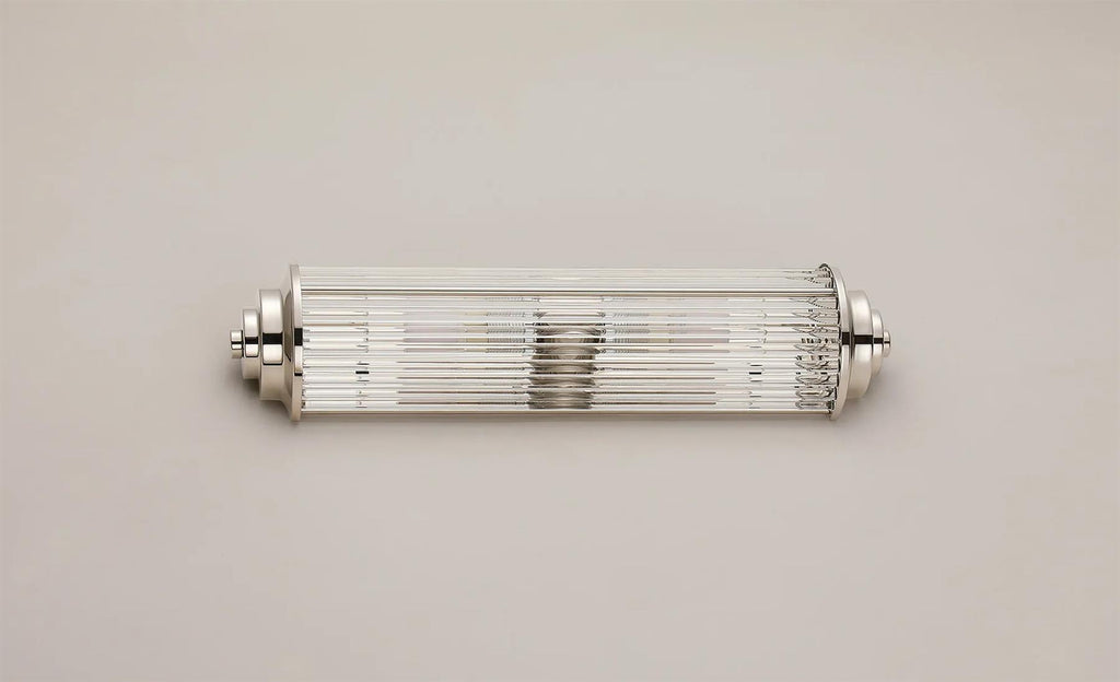 Pillar 2 Light Bathroom Wall Light In Polished Nickel And Clear Glass Rods IP44 G9