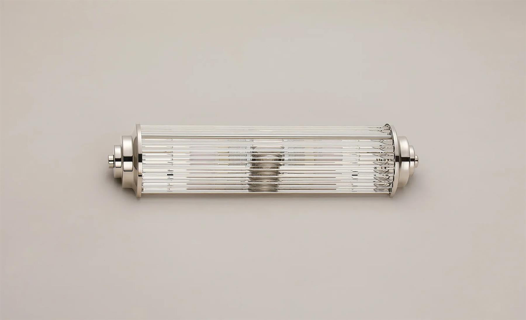 Pillar 2 Light Bathroom Wall Light In Polished Nickel And Clear Glass Rods IP44 G9