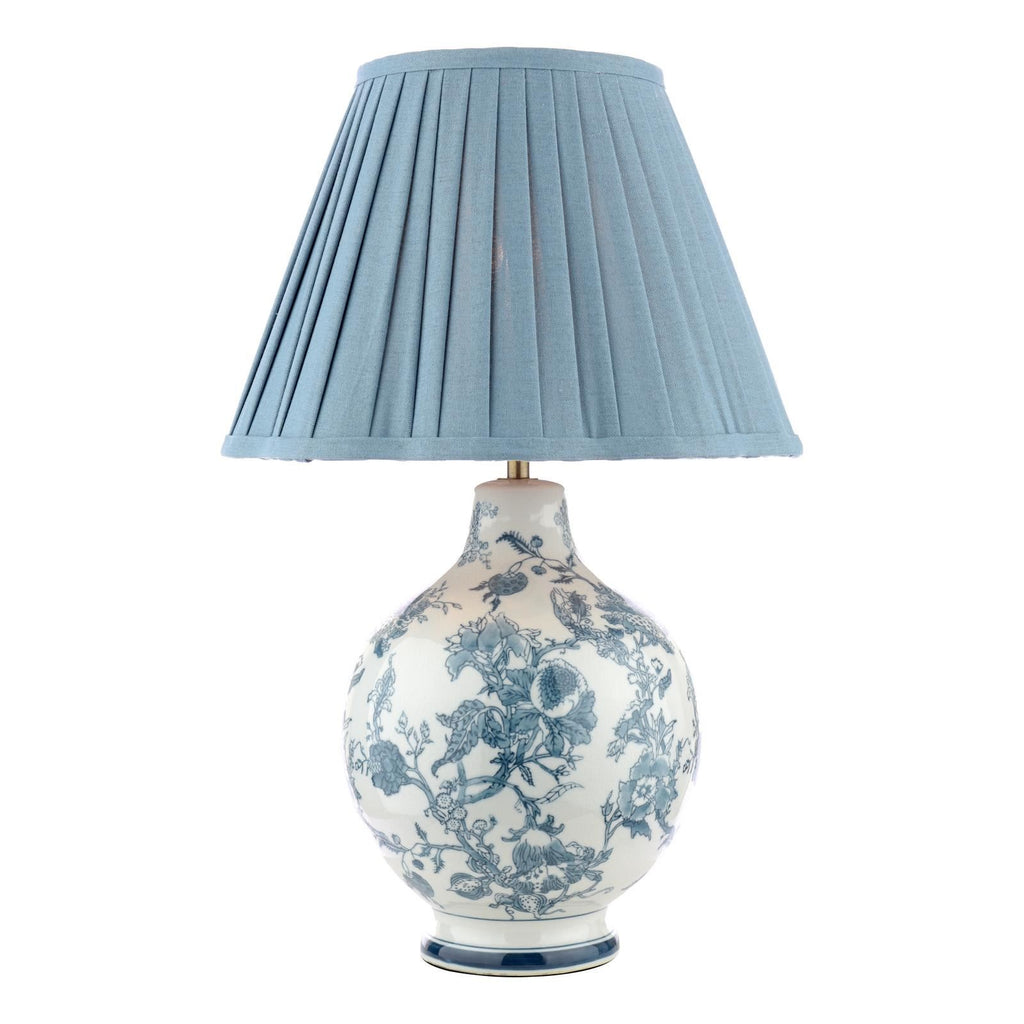 Laura Ashley Maltby Table Lamp Blue Ceramic and Antique Brass With Shade LA3756738-Q