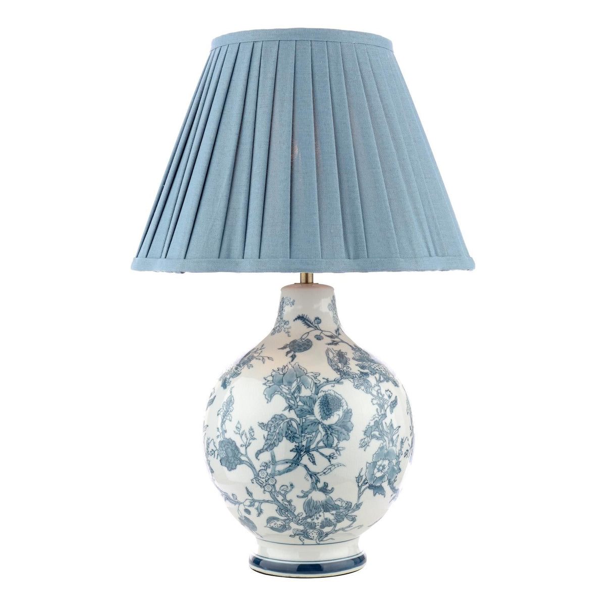 Laura Ashley Maltby Table Lamp Blue Ceramic and Antique Brass With Shade LA3756738-Q