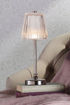 Laura Ashley Callaghan Rechargeable Table Lamp Polished Nickel and Ribbed Glass LED LA3756661-Q