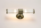 Pillar Up And Down 2 Light Bathroom Wall Light In Antique Brass And Clear Glass Rods IP44 E14