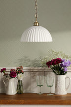 Laura Ashley Durford Large Pendant Matt Antique Brass and White LA3756726-Q