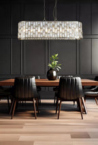 Bijou 8 Light  Oval Ceiling Pendant Light In Antique Brass Finish With Crystal Glass 65818-8AB