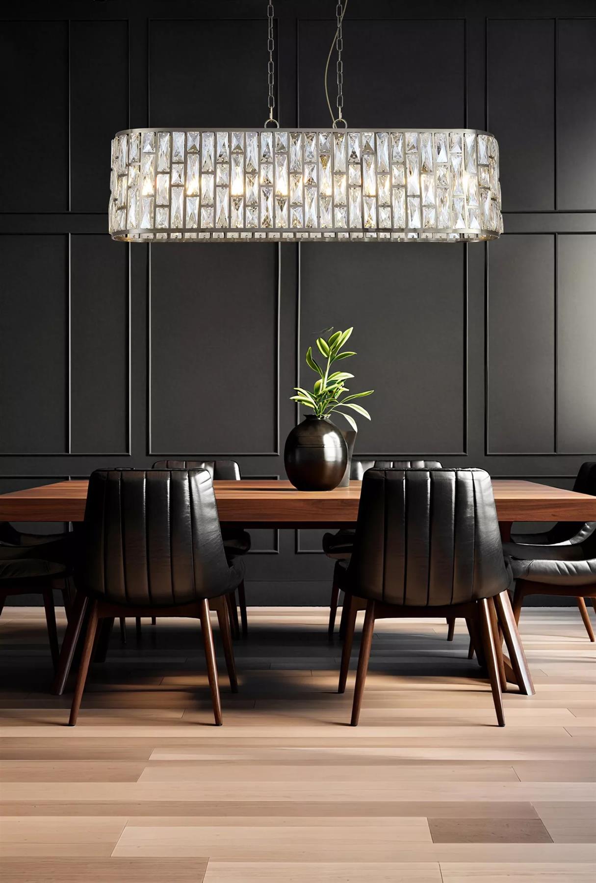 Bijou 8 Light  Oval Ceiling Pendant Light In Antique Brass Finish With Crystal Glass 65818-8AB