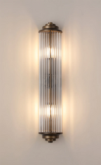 Pillar 2 Light Bathroom Wall Light In Bronze And Clear Glass Rods IP44 E14