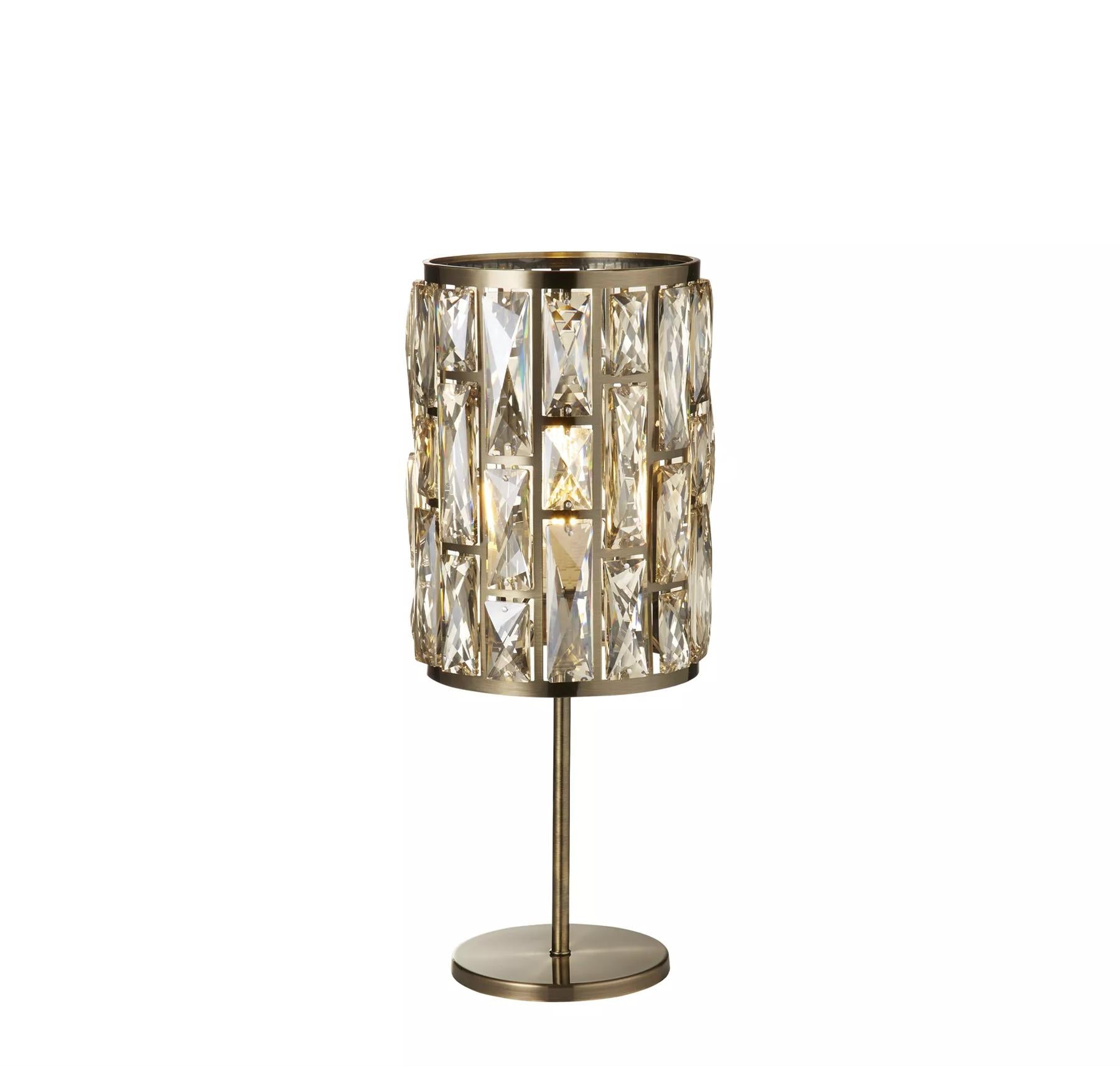 Bijou Table Lamp In Antique Brass Finish With Crystal Glass 6584AB