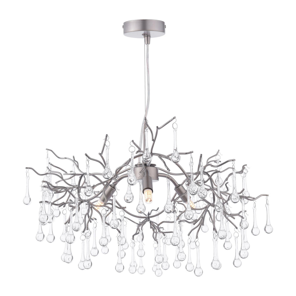 Willow 3Lt Pendant In Satin Pewter With Crystal LA3756469-Q