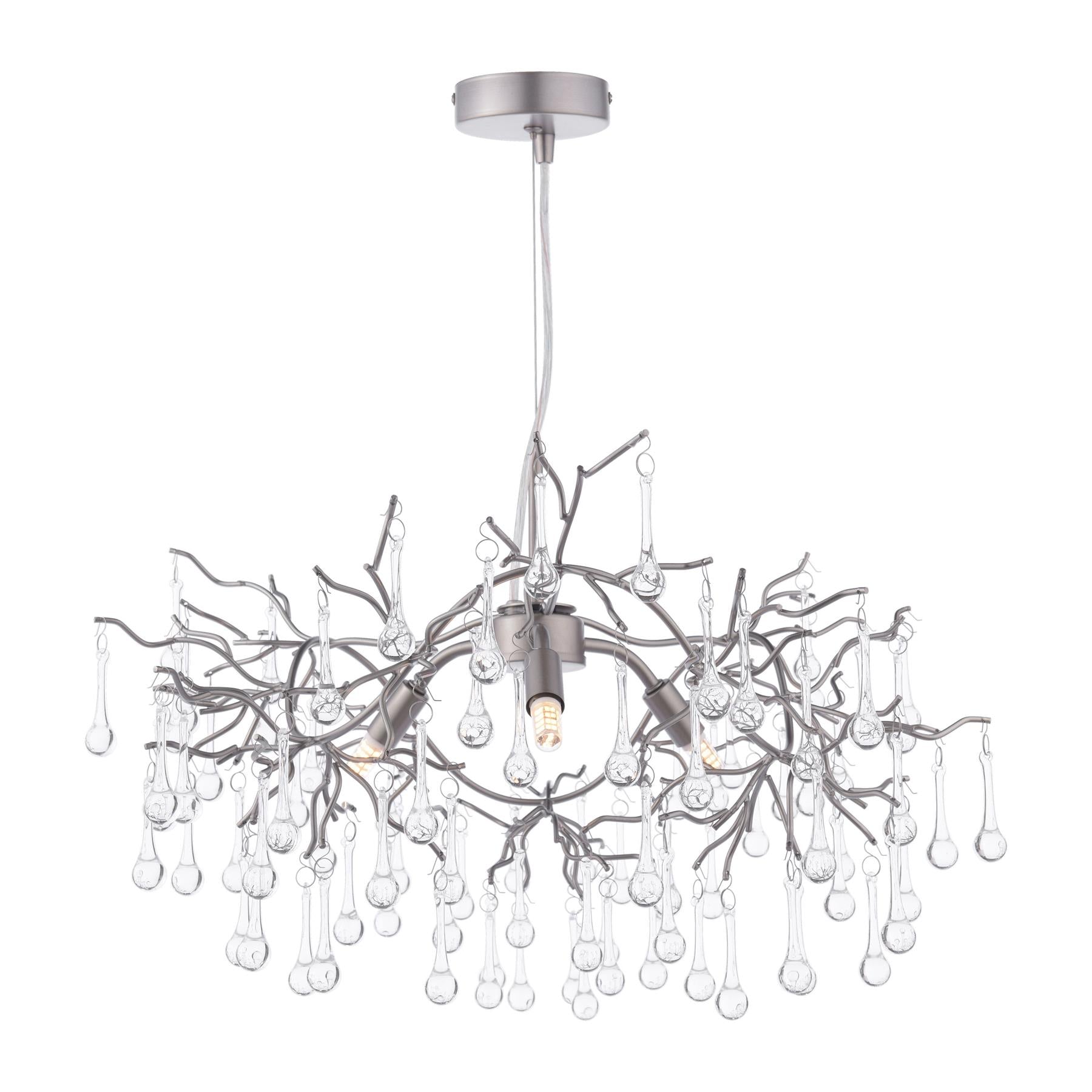 Willow 3Lt Pendant In Satin Pewter With Crystal LA3756469-Q