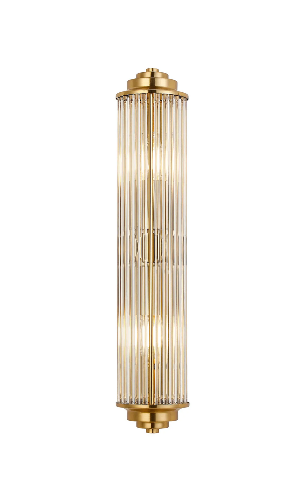 Pillar 2 Light Bathroom Wall Light In Gold And Clear Glass Rods IP44 E14