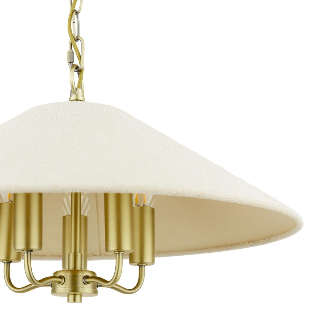 Laura Ashley Harland 5 Light Pendant Matt Antique Brass With Shade LA3756723-Q