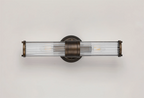 Pillar Up And Down 2 Light Bathroom Wall Light In Bronze And Clear Glass Rods IP44 E14