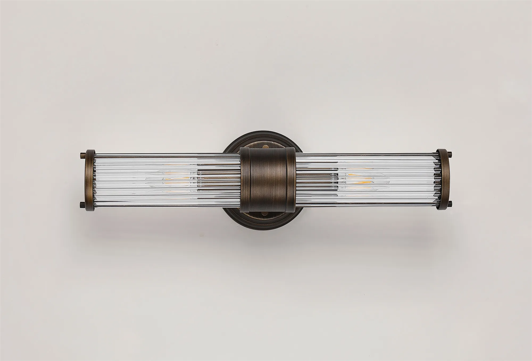 Pillar Up And Down 2 Light Bathroom Wall Light In Bronze And Clear Glass Rods IP44 E14