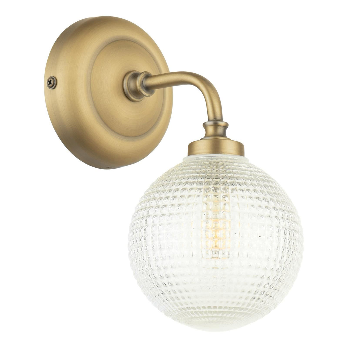 Laura Ashley Langdon Bathroom Wall Light Matt Antique Brass and Textured Glass IP44 LA3756716-Q