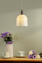 Laura Ashley Porcelain Pendant Cream and Antique Brass LA3756729-Q