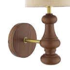 Laura Ashley Millbrook Wall Light Dark Wood and Industrial Brass With Shade LA3756745-Q