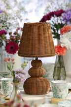 Laura Ashley Hasfield Rechargeable Table Lamp Natural Rattan With Shade LED LA3756748-Q