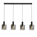 Sweden 4Lt Ceiling Bar Pendant Light In Matt Black With Smoked Ombre Glass 88910-4BK