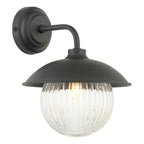 Laura Ashley Hatton Outdoor Wall Light Matt Black and Ribbed Glass IP44 LA3756722-Q